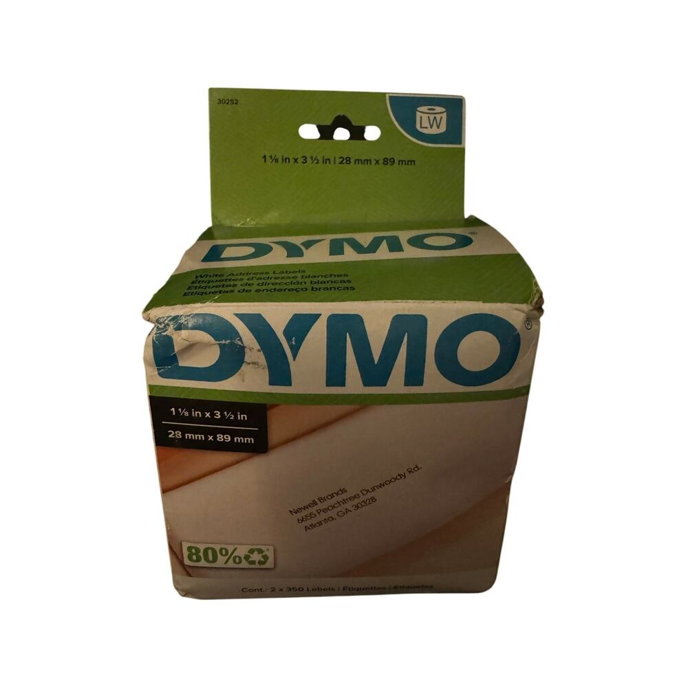 DYMO Label Writer Address Labels 30252 White 2 Rolls 700 Labels 1 1/8"x3.5"